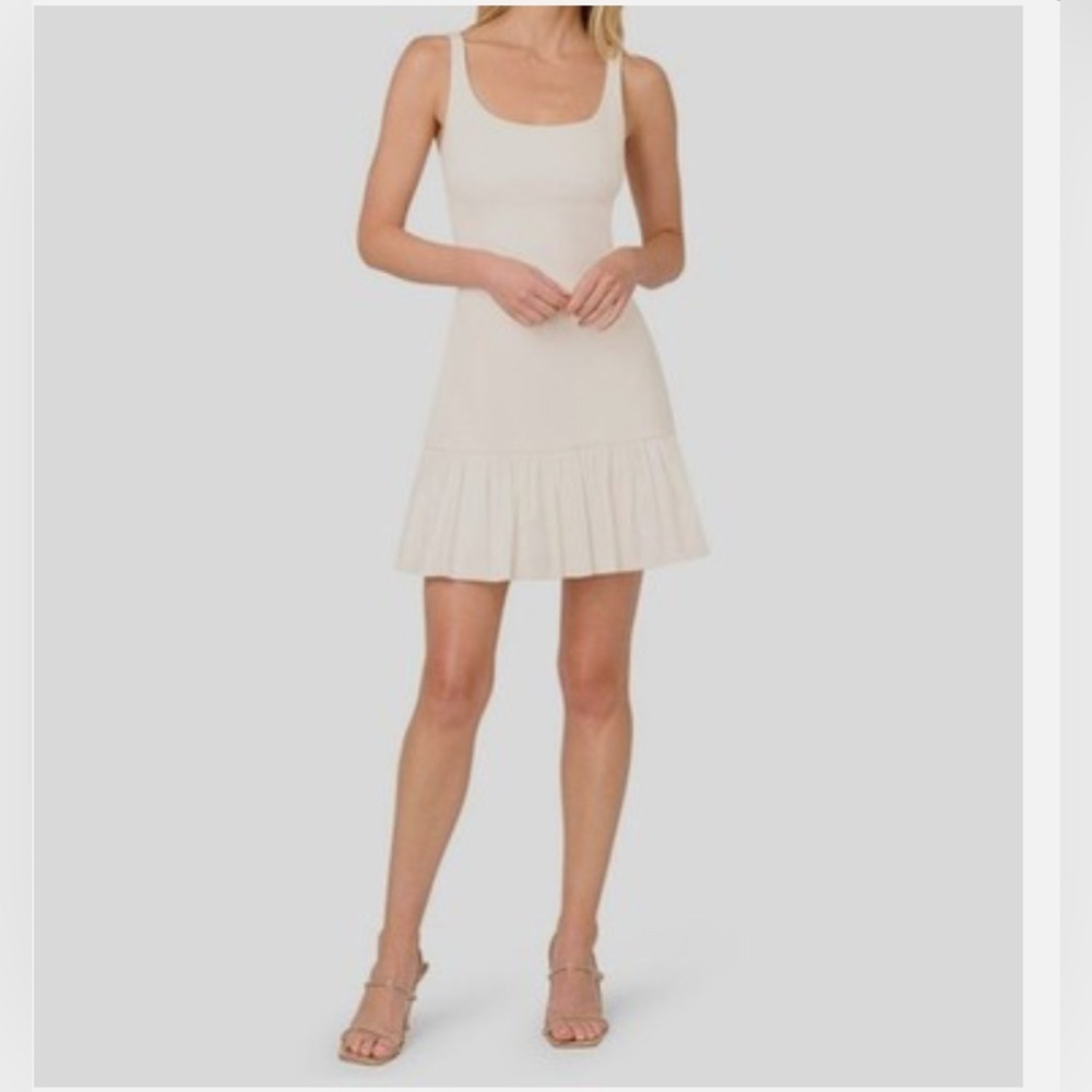 ADRIANNA PAPPEL Ponte Taffeta Flounce Preppy Summer Dress in Ivory Size 6 NWT - Picture 2 of 8
